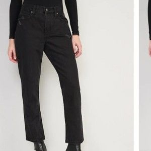 Old Navy NWOT size 2 black high rise slouchy straight black jeans